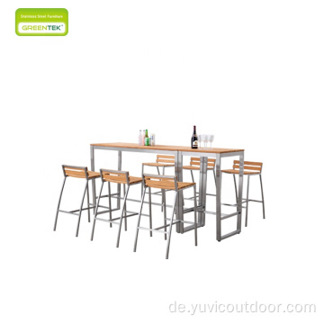 Outdoor-Edelstahl-Bar-Tisch und Stuhl-Set